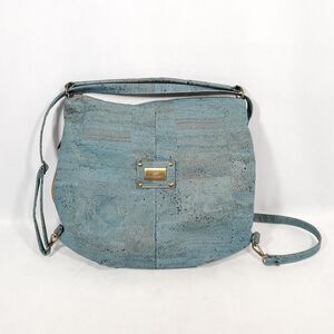 BENT & BREE Ira Convertible Bag Cork Peacock Blue Teal Turquoise Backback Hobo